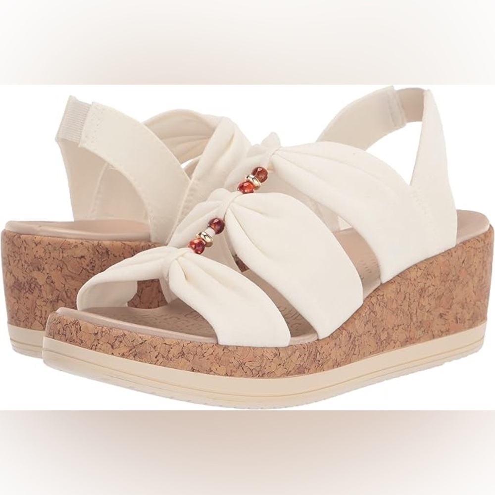 Bzees Roma Cork Wedge Beaded Sandal  WASHABLE